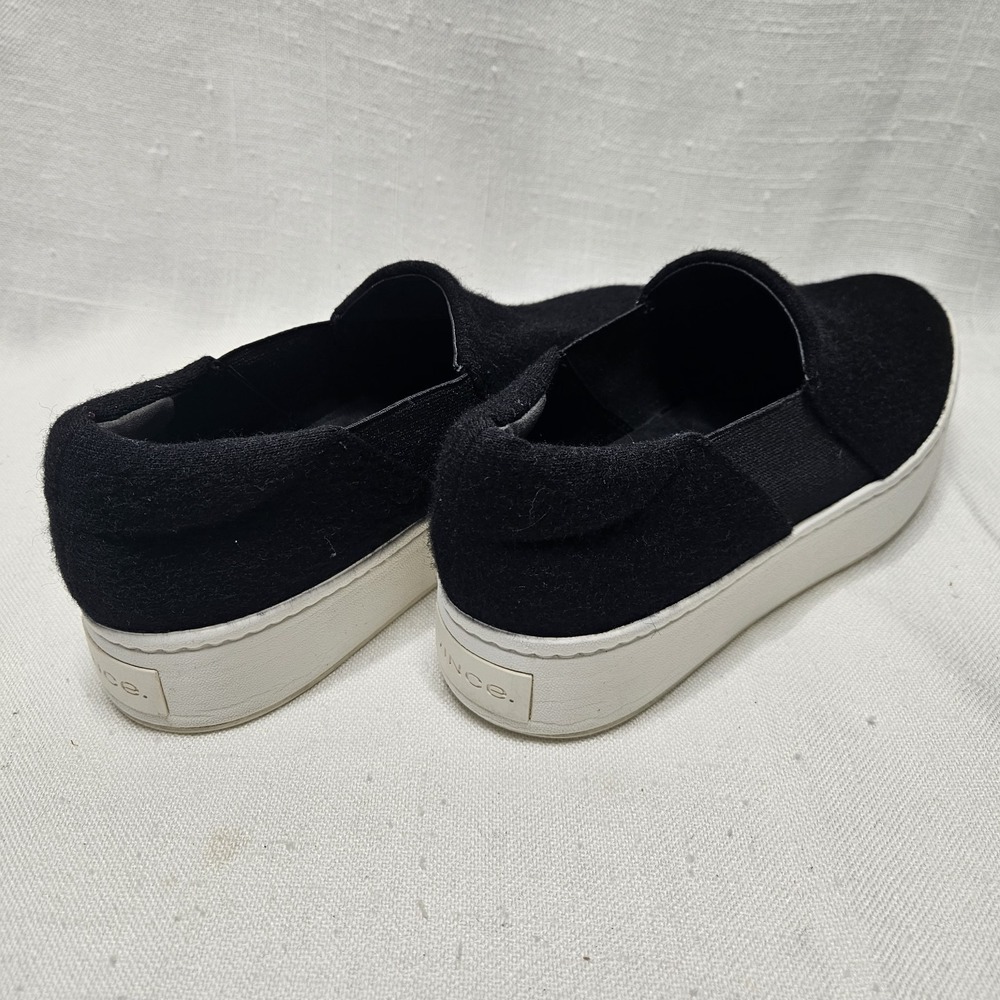 Vince Warren Slip On Sneakers Womens 7 Black Felted Wool Platform Flatform Shoes - Picture 8 of 14